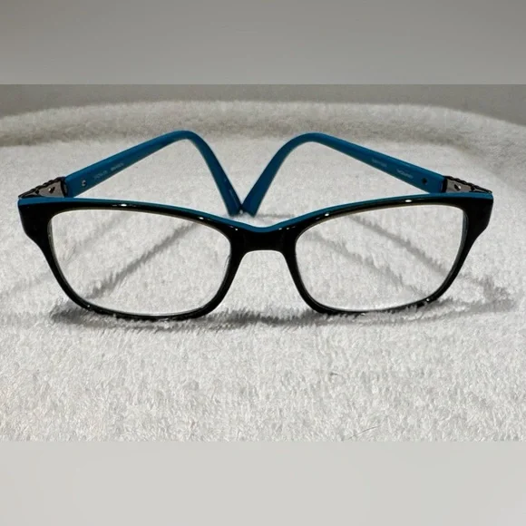 Karen Kane Thornmint Eyeglasses Frames Navy Teal Two-Tone - Picture 2 of 13